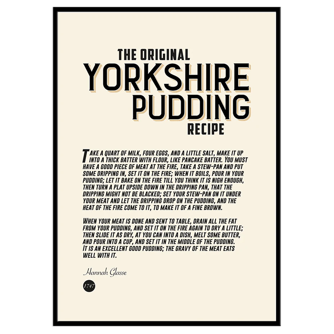 The Original Yorkshire Pudding Recipe - Print – TheYorkshirePrintCompany