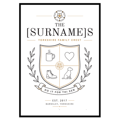 Personalised Yorkshire Family Crest Print