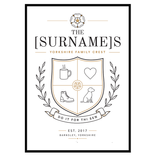 Personalised Yorkshire Family Crest Print