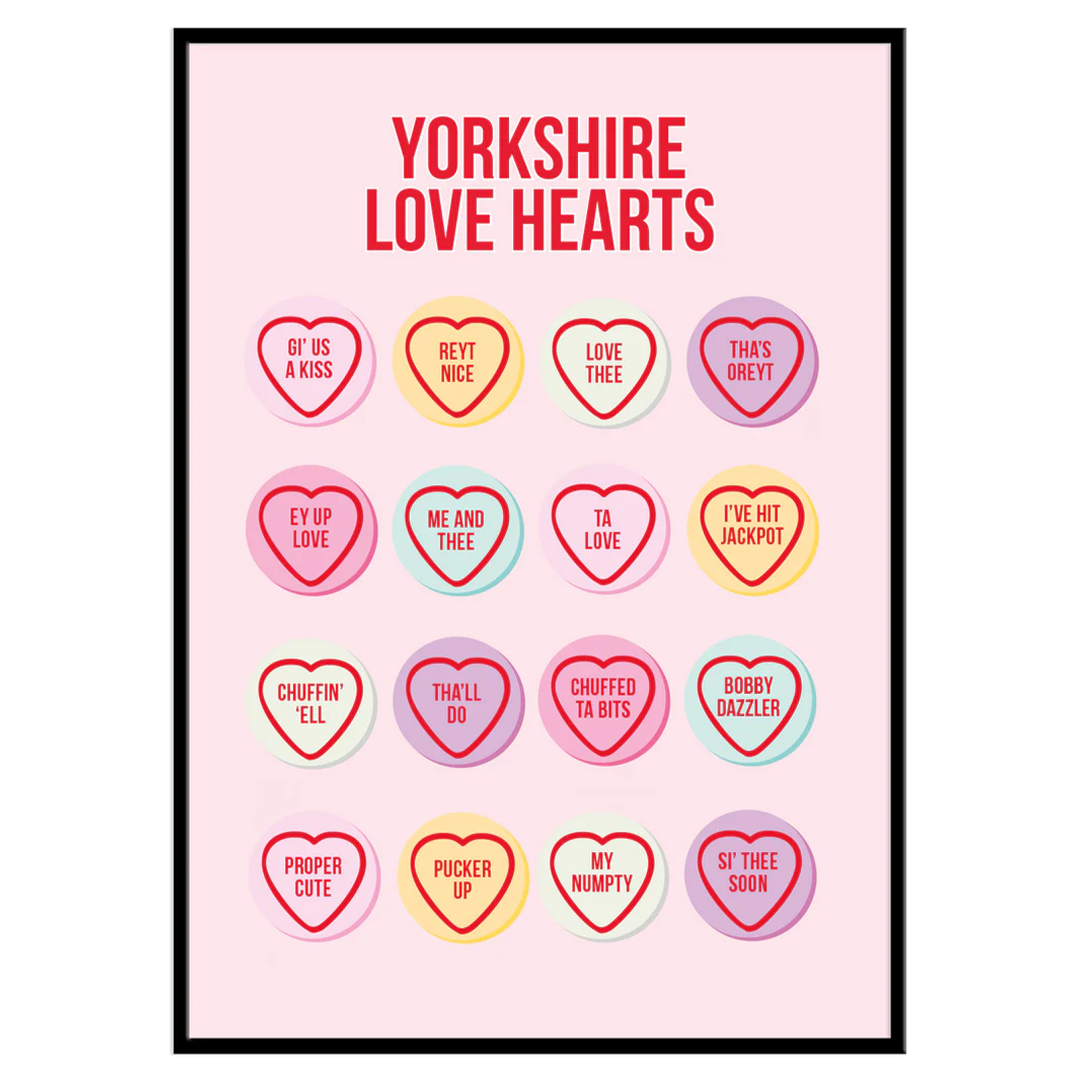 Yorkshire Love Hearts - Print