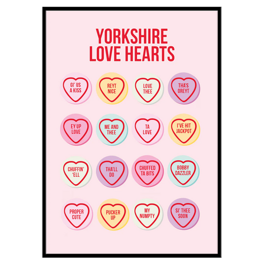 Yorkshire Love Hearts - Print