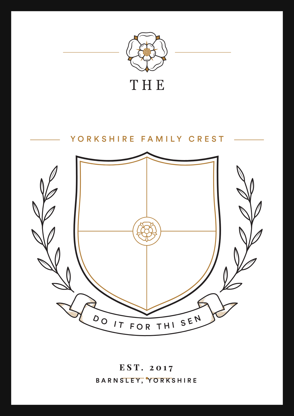 Yorkshire Family Crest layout, ready to personalise