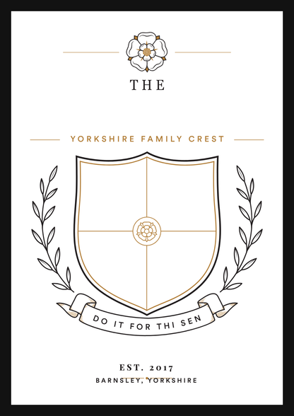 Yorkshire Family Crest layout, ready to personalise
