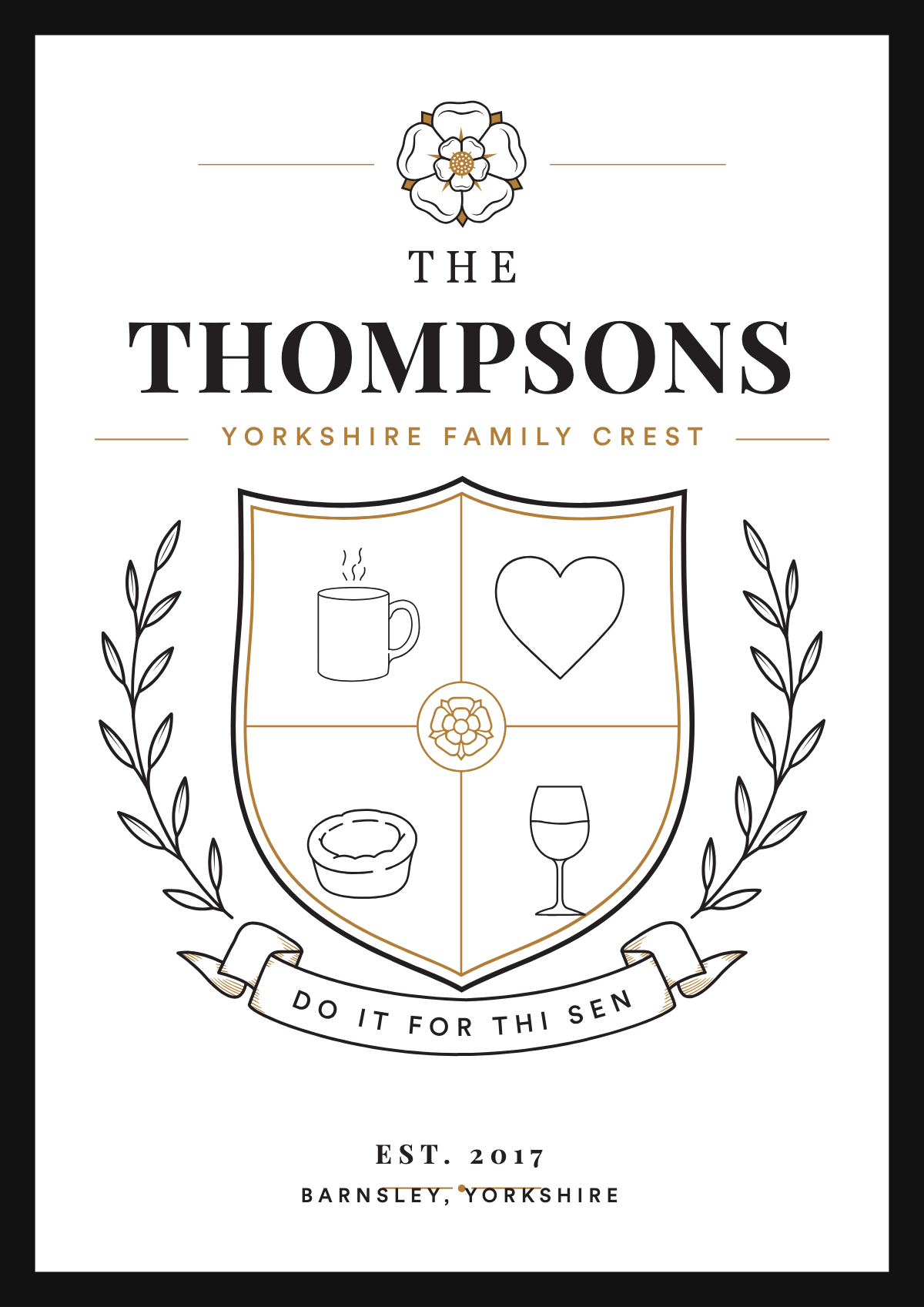 Personalised Yorkshire Family Crest — Thompsons family