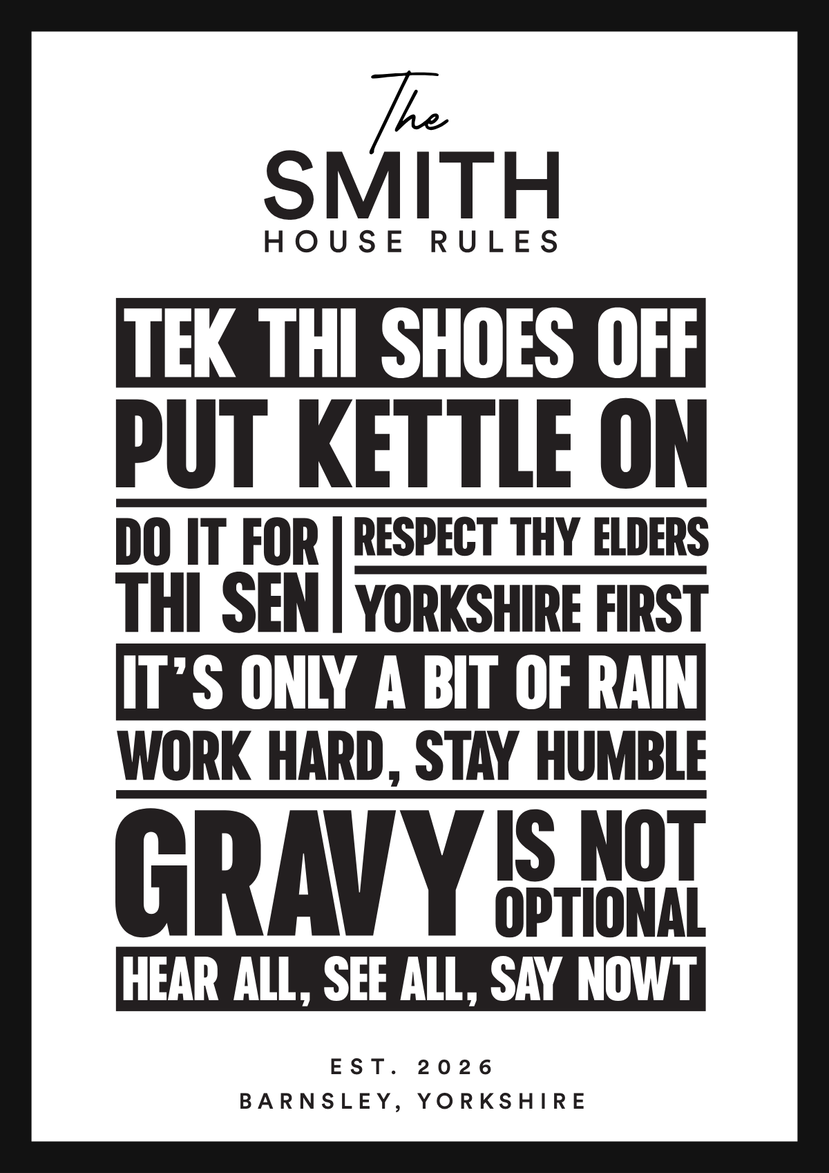 Personalised House Rules print — Smith family