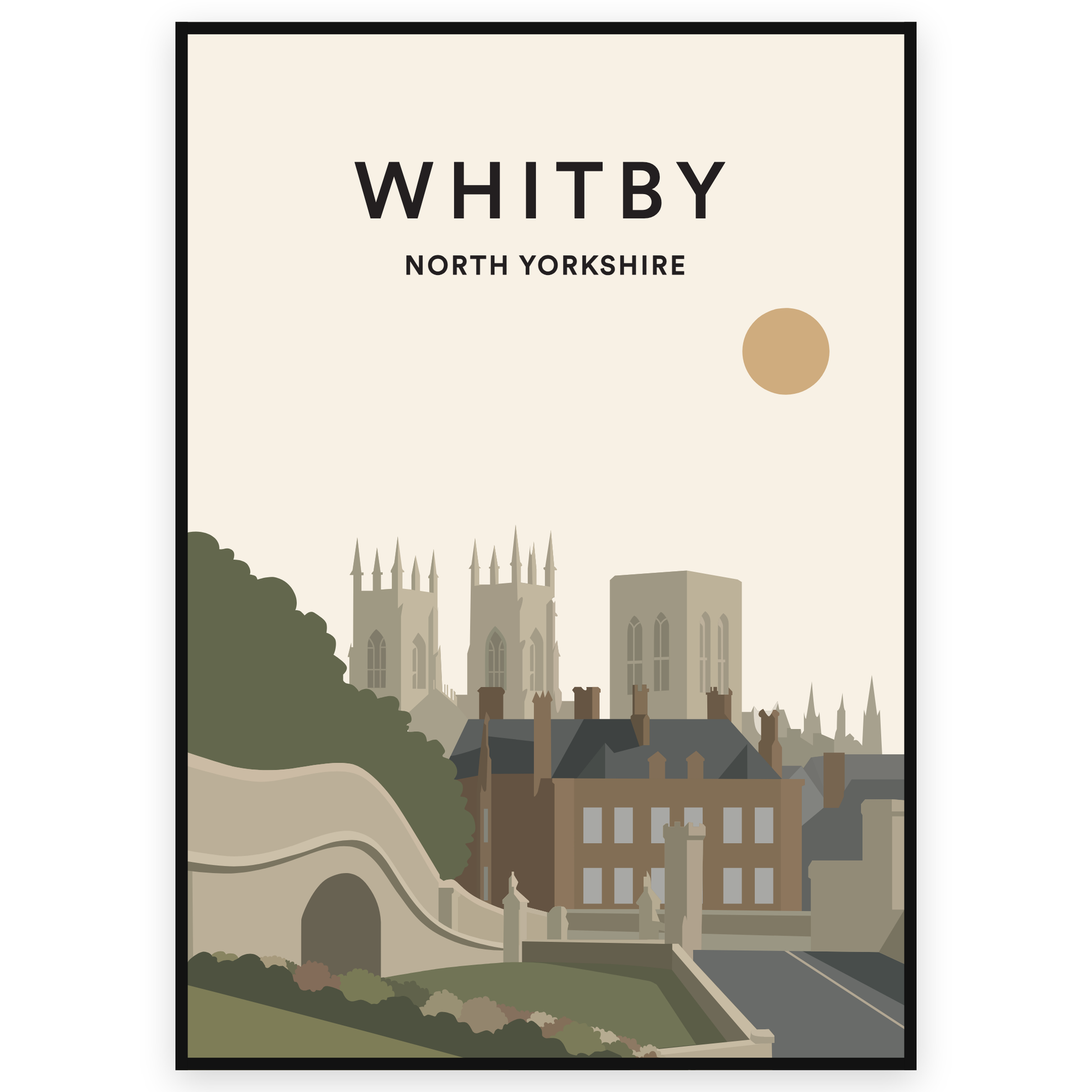 Personalised Location Print reading WHITBY, NORTH YORKSHIRE