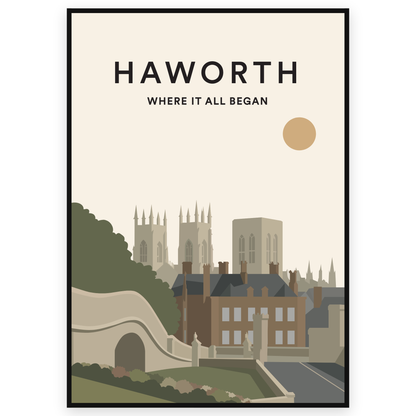 Personalised Location Print reading HAWORTH, WHERE IT ALL BEGAN