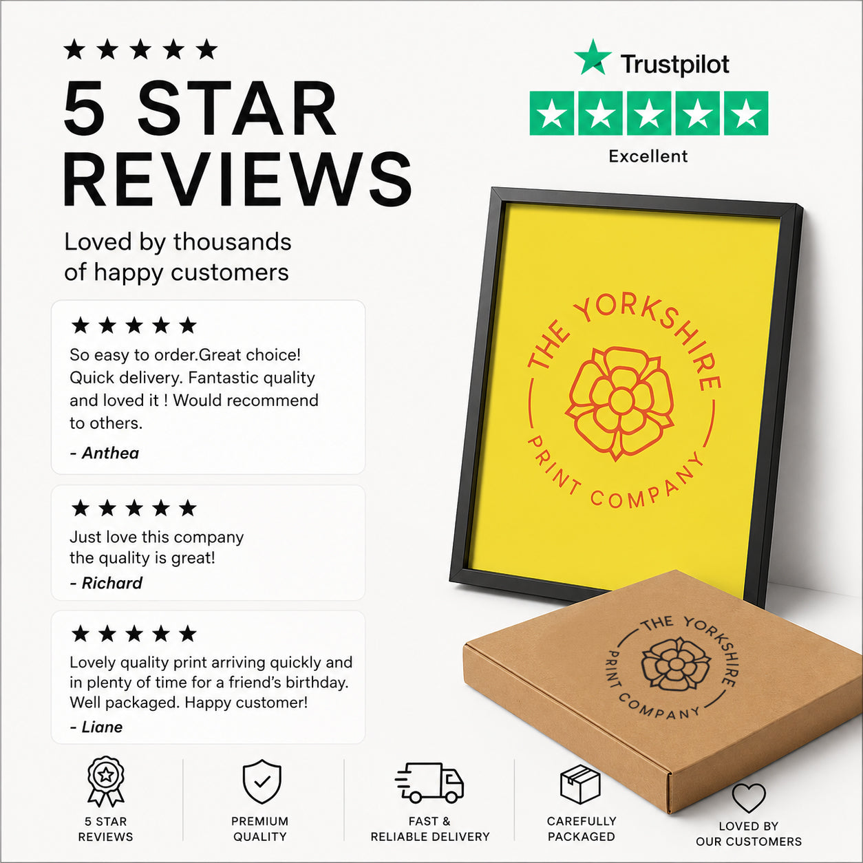 Five star customer reviews for The Yorkshire Print Company
